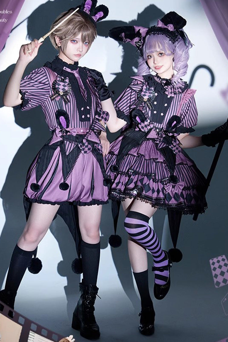 Purple Fantasy Circus Triple-Layered Print Ruffle Sweet Princess Lolita Dress