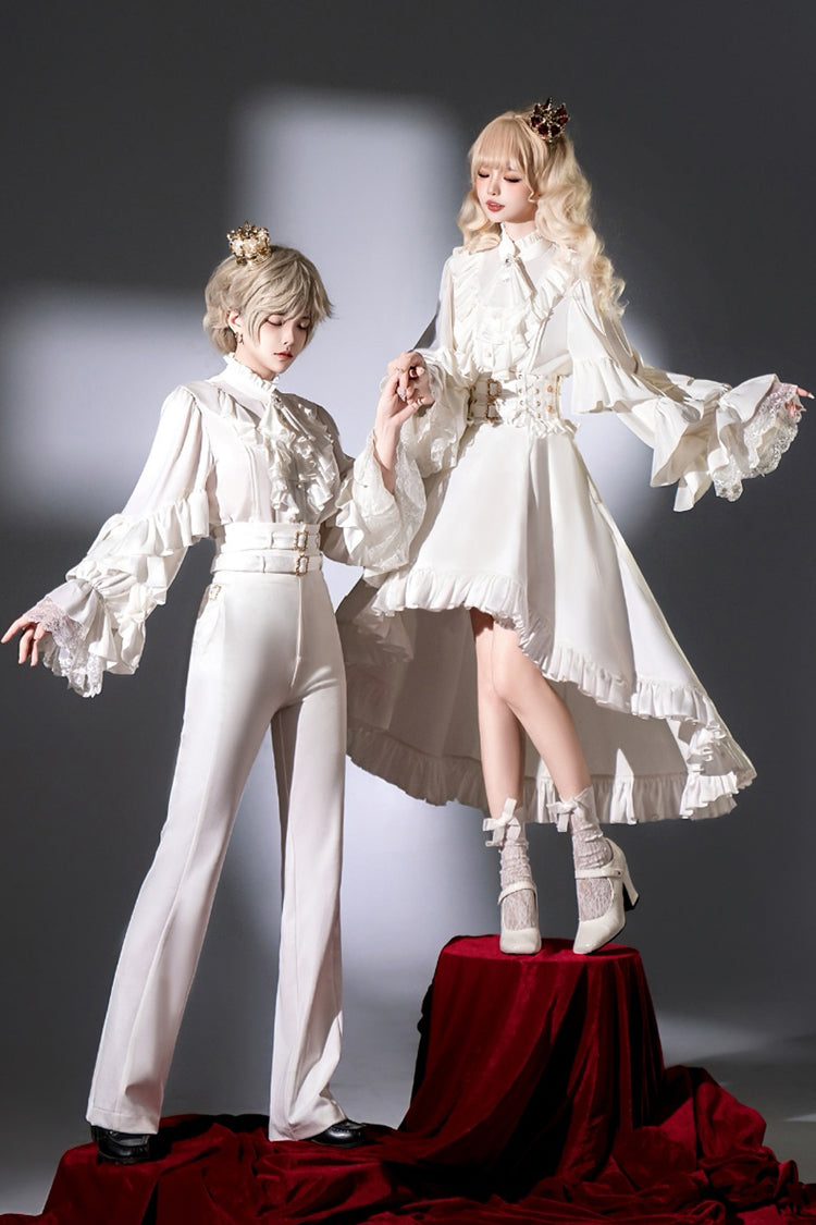 White Day and Night Song Long Sleeves Ruffle Ouji Gothic Lolita Skirt Pants