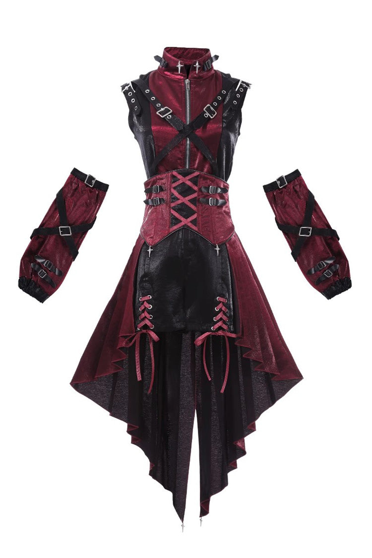 Black/Red Chief Assassin Lace-Up Gothic Ouji Lolita Shorts Set