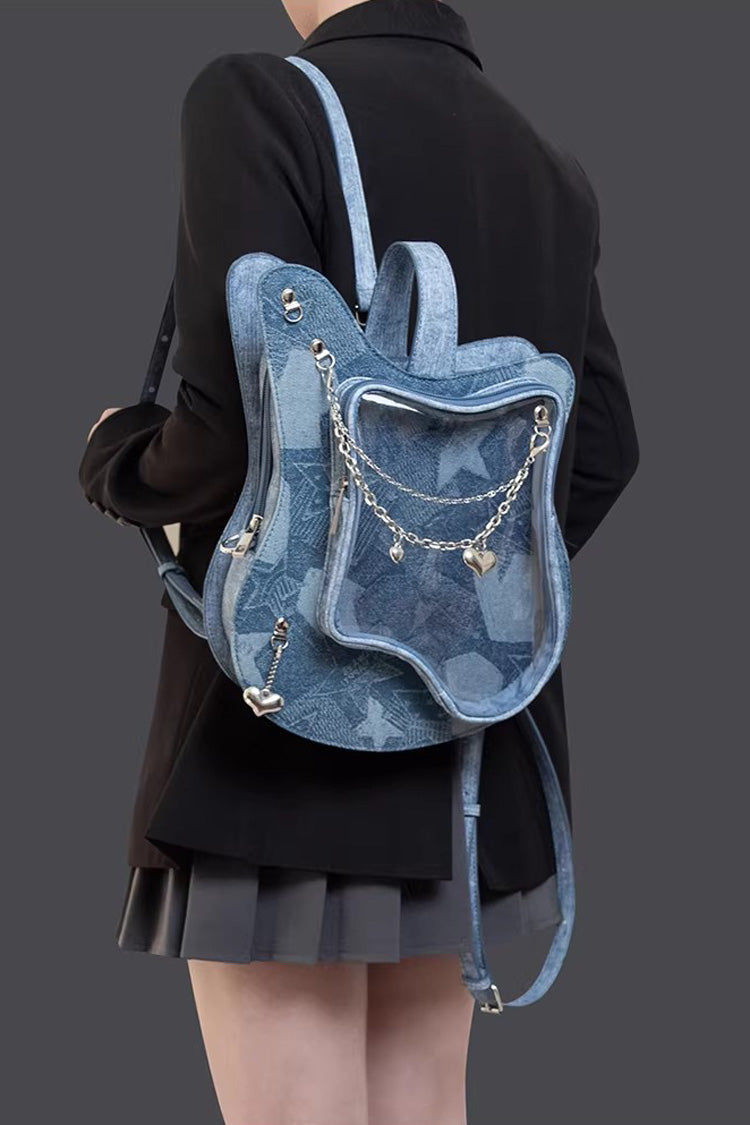 Guitar Heart Printed Chain-Decorated Sweet Lolita Itabag 3 Colors