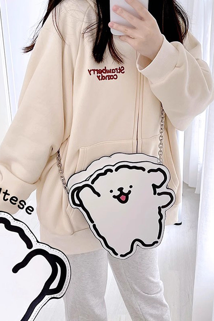 White/Black Line Puppy Print Sweet Lolita Bag