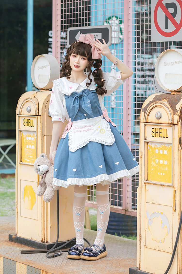 Blue Cowboys Are Busy Ruffle Bowknot Sweet Lolita Strap Dress