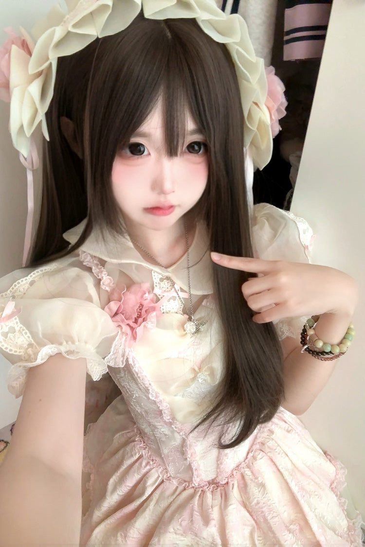 Pink Jasmine Rain Ruffle Hanayome Bowknot Lace Sweet Elegant Princess Lolita Dress