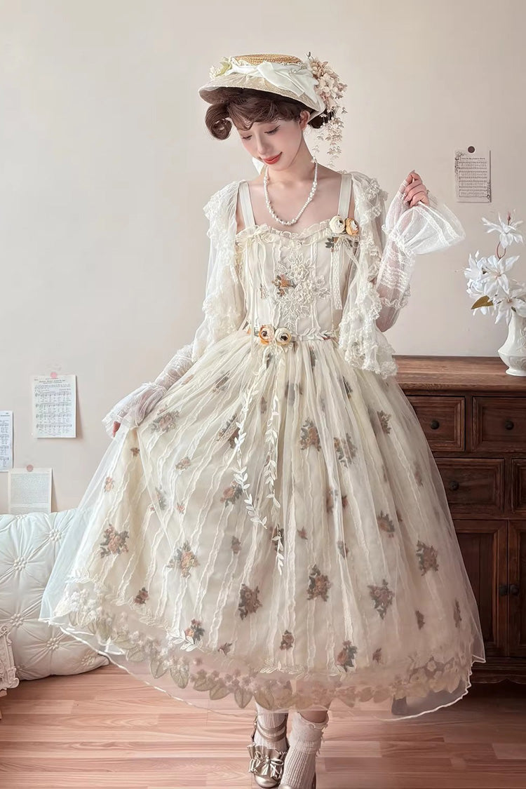 Apricot Chloris Printed Embroidered Lace Sweet Lolita Jsk Dress