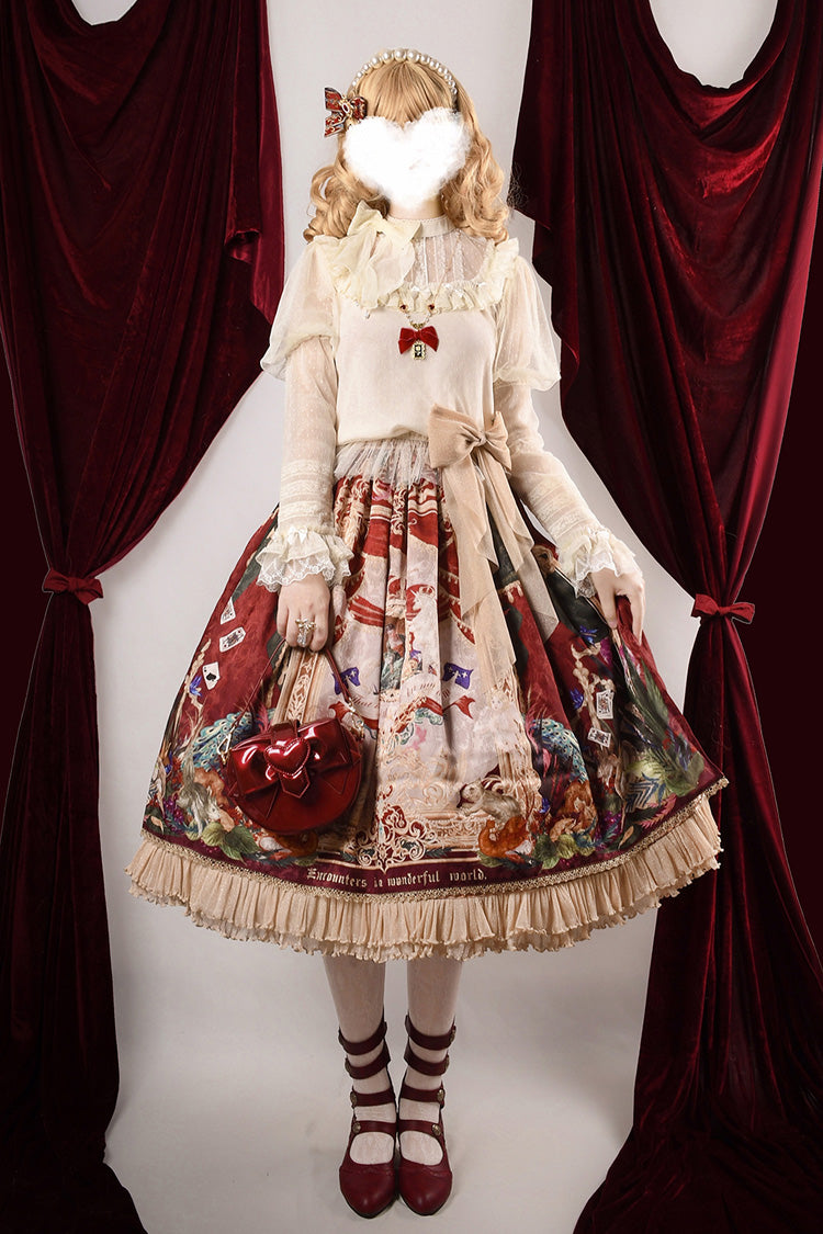 Red Kaleidoscope of Dreams Oil Print Side Cardigan Sweet Vintage Gorgeous Lolita Skirt