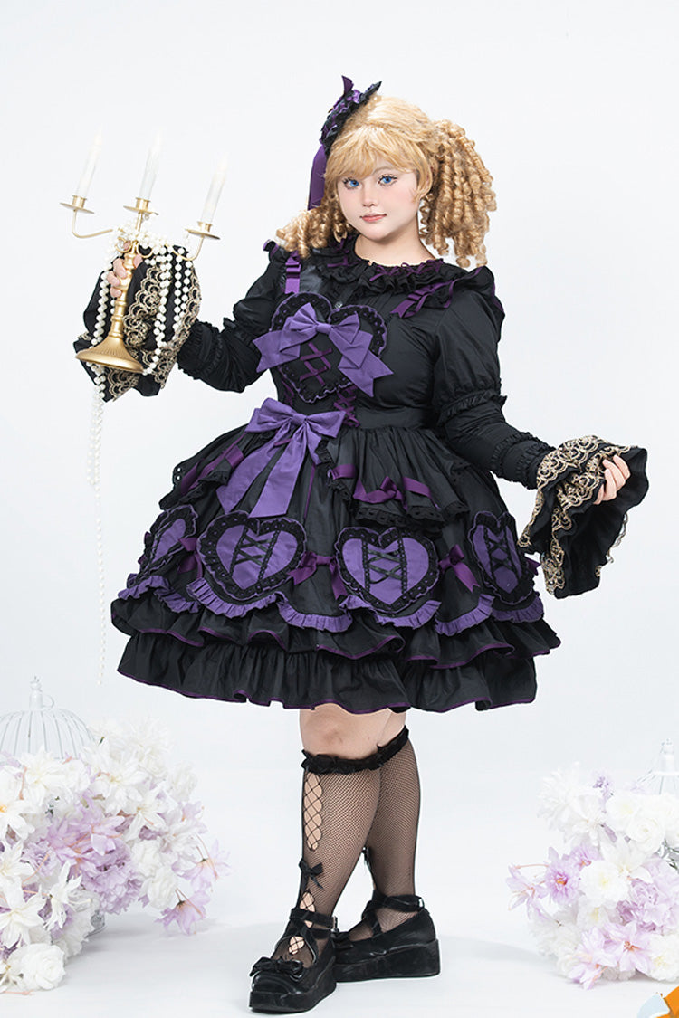 Black/Purple Frosted Sugar Gift Box Sleeveless Ruffle Bowknot Gothic Plus Size Princess Lolita Jsk Dress