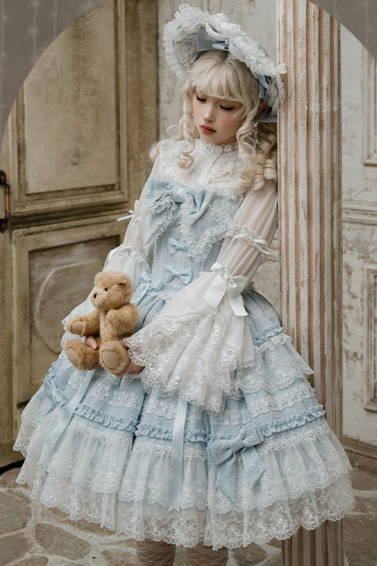 Blue Reinas Sleeveless Ruffle Bowknot Lace Sweet Lolita Jsk Dress