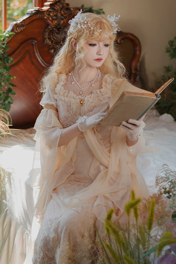 Pink Bathing in the Light Short Sleeves Ruffle Embroidery Lace Sweet Elegant Lolita Dress