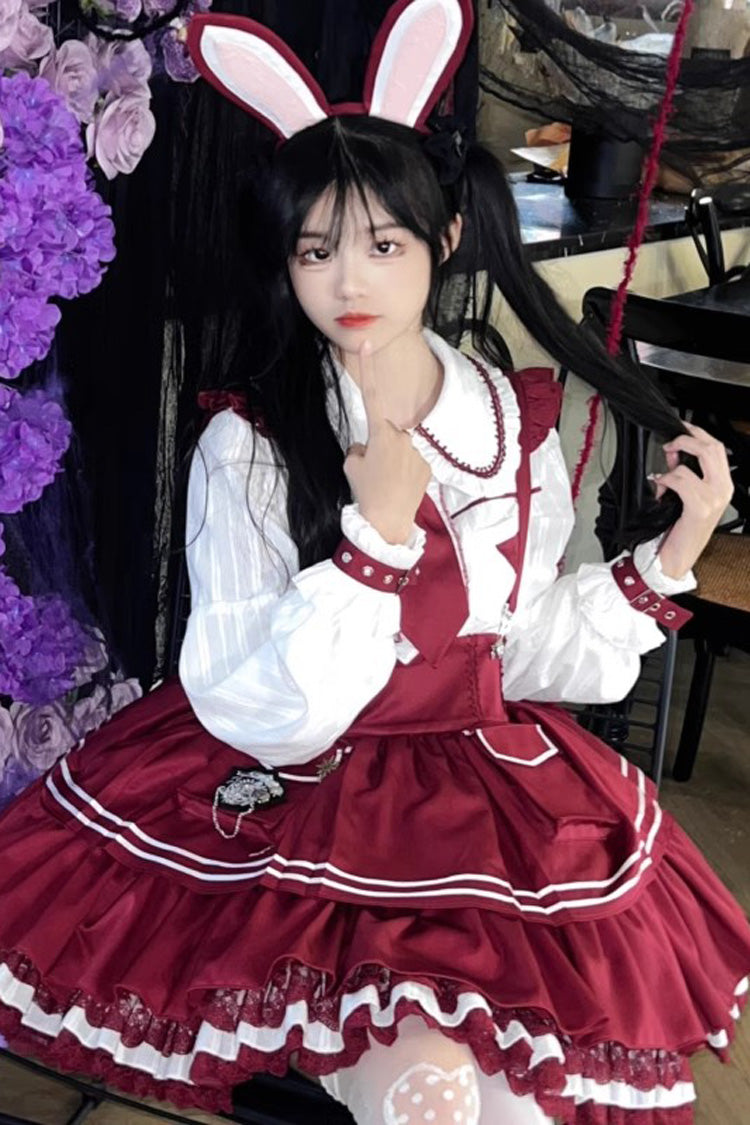 Officer Rabbit Multi-layer Ruffle Sweet Lolita Strap Dress 4 Colors