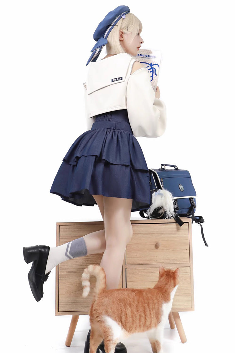 Dark Blue Double Layer Ruffle Sweet Lolita Jsk Dress