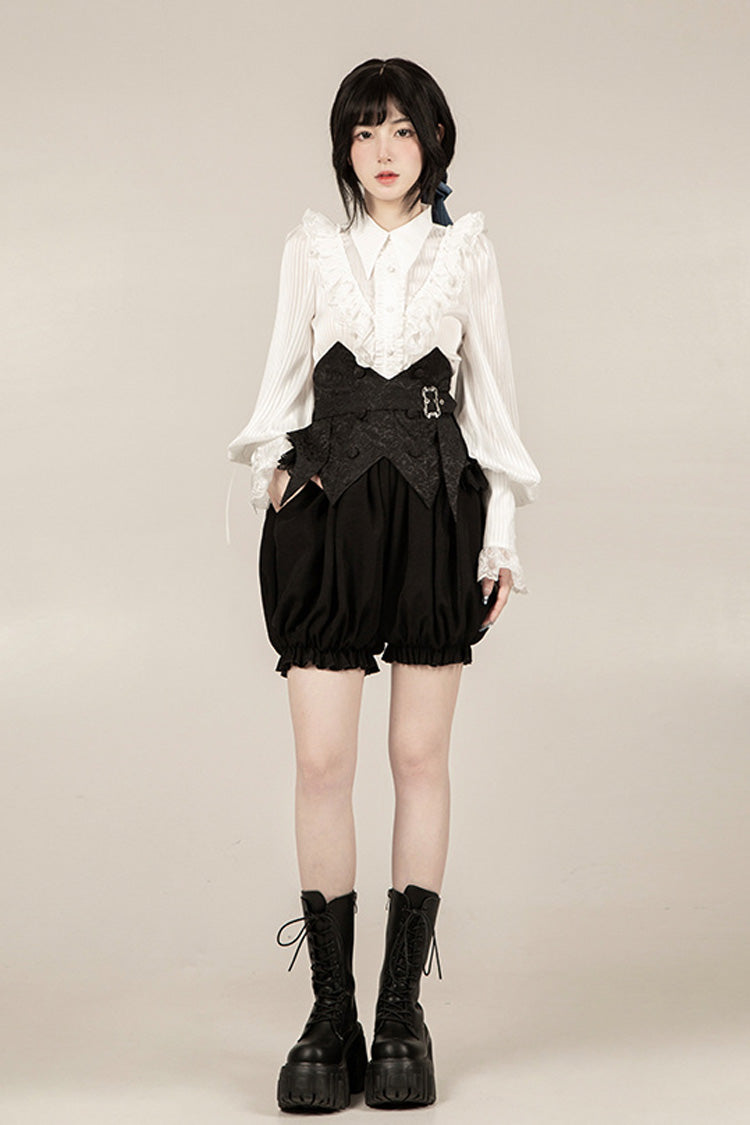 Black Gold Hunter Long Sleeves Pirate Style Gothic Shorts