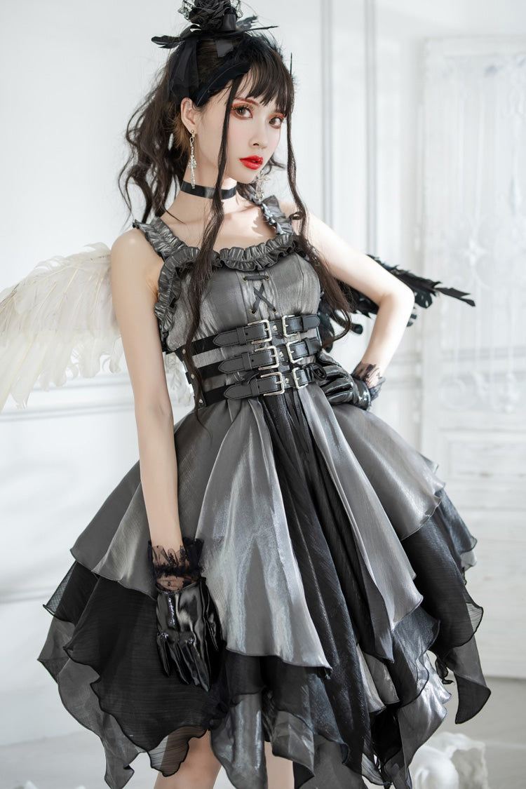 Silver/Grey Seven Deadly Sins: Lust Multi-Layered Irregular Gothic Lolita Jsk Dress