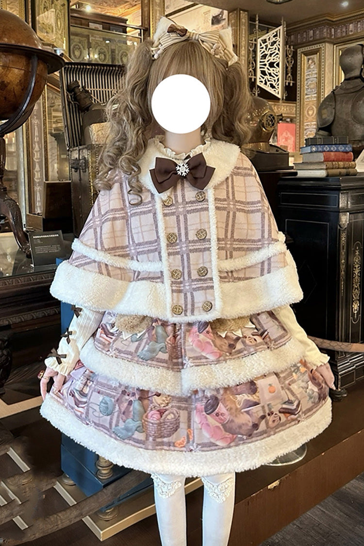 Pink/Purple Capybara Double-Layered Print Fluffy Fall Winter Sweet Lolita Jsk Dress