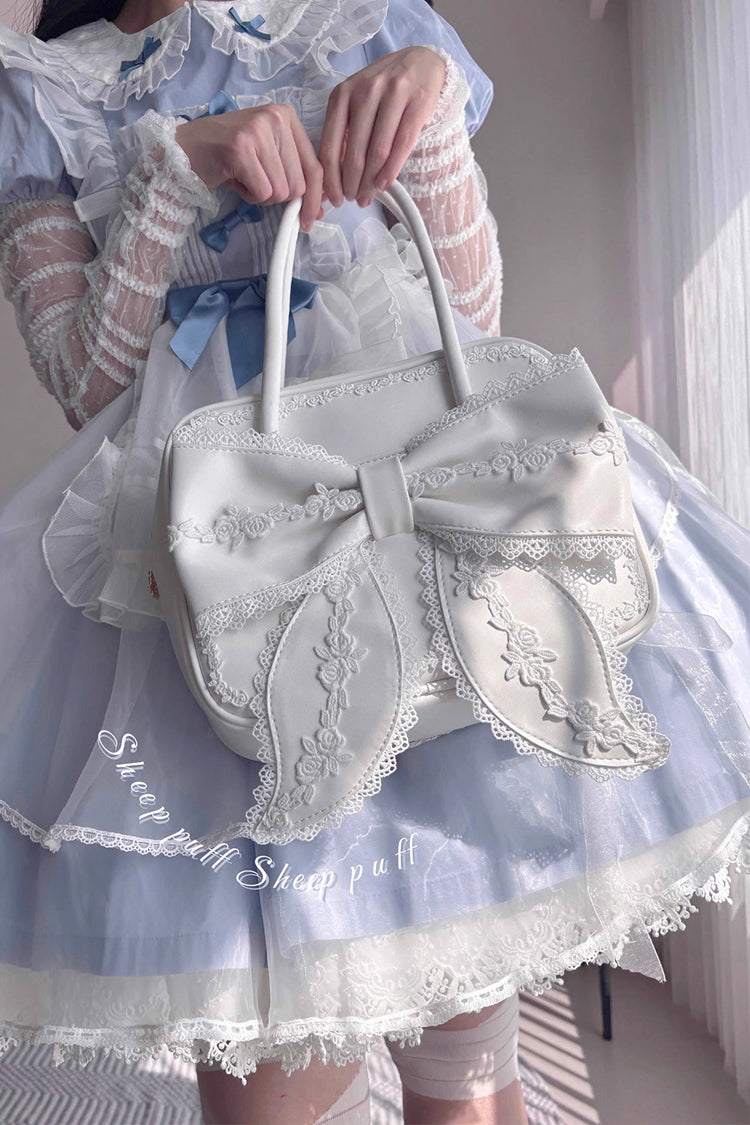 Sweet Bowknot Lace Zipper Japanese Lolita Handbag 3 Colors