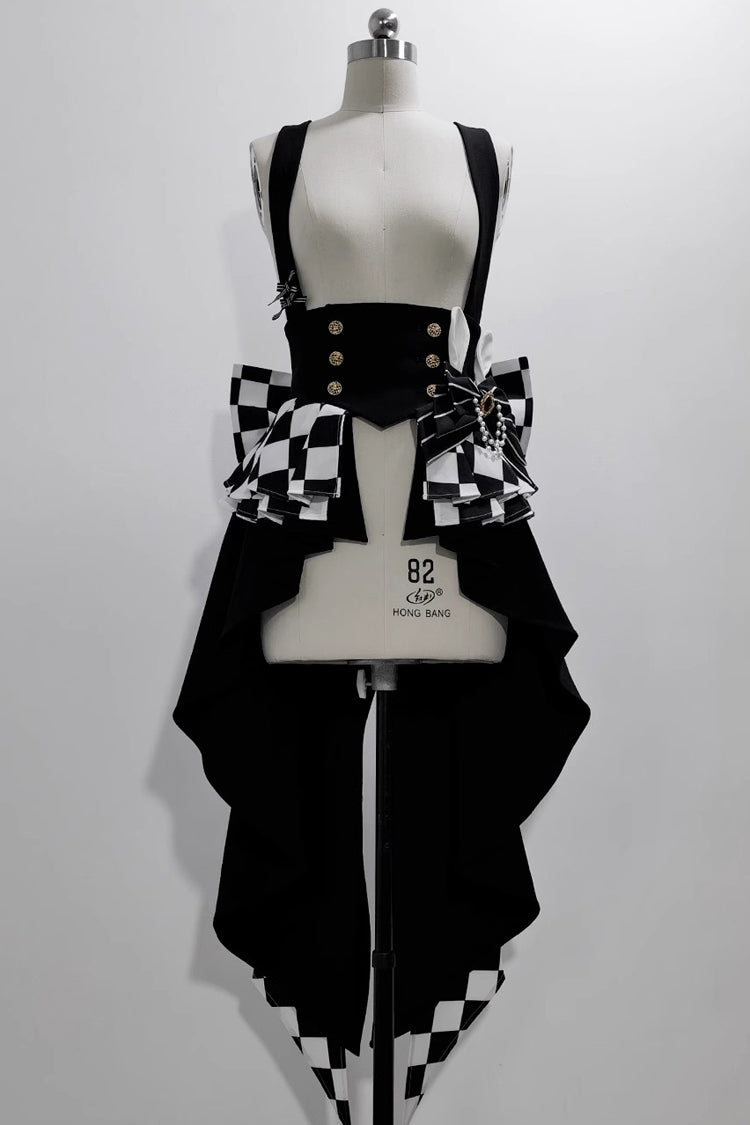 Black/White Rabbit Theater Checkerboard Print Ouji Lolita Girdle