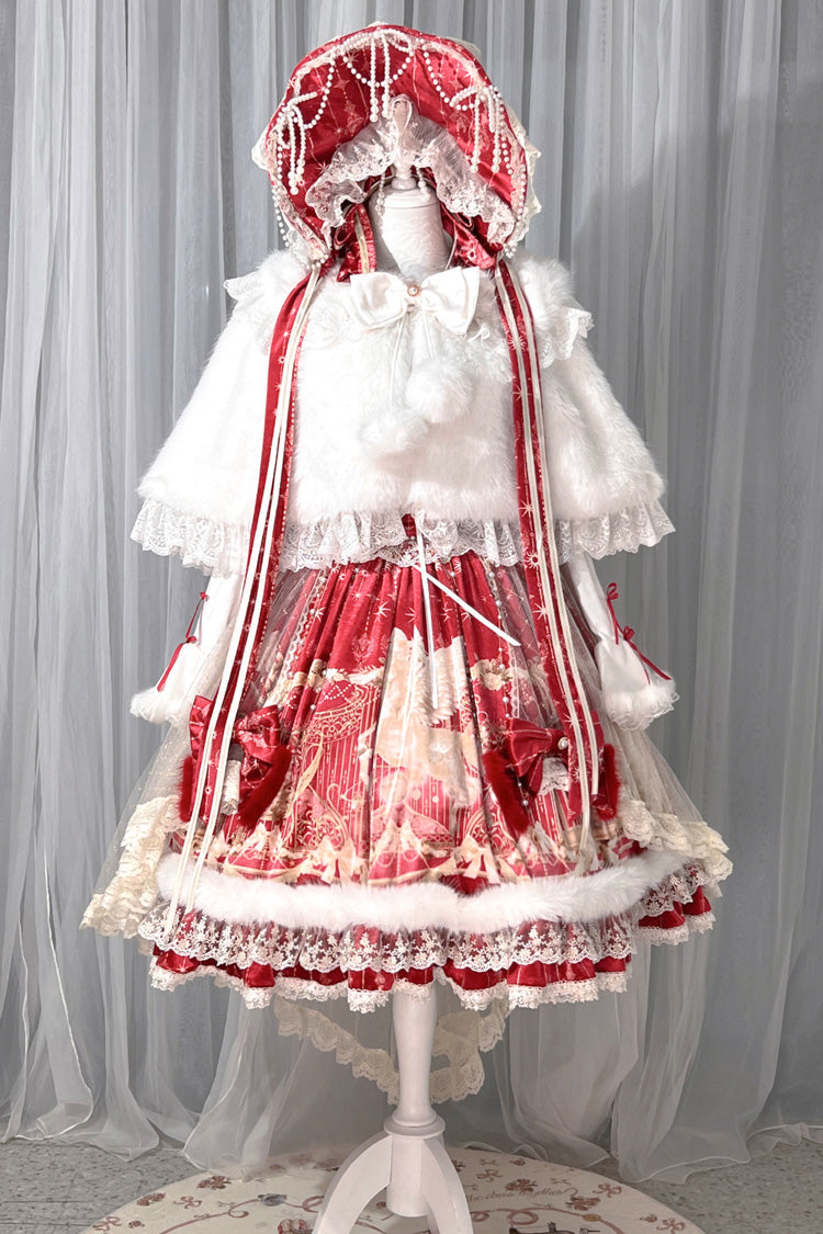 Red Happy New Year Printed Ruffled Bow Lace Classic Chinese Style Gorgeous Lolita Jsk Dress