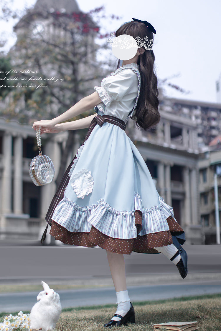 Blue Magic Vocal Club Sleeveless Print Ruffle Bowknot Sweet Alice College Style Elegant Lolita Jumper Dress