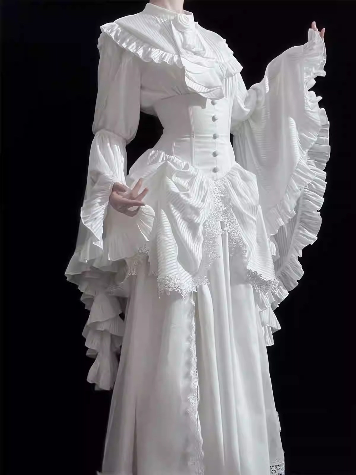 Dark Gothic Lolita with Ruffles Court Style Witch Costume Halloween