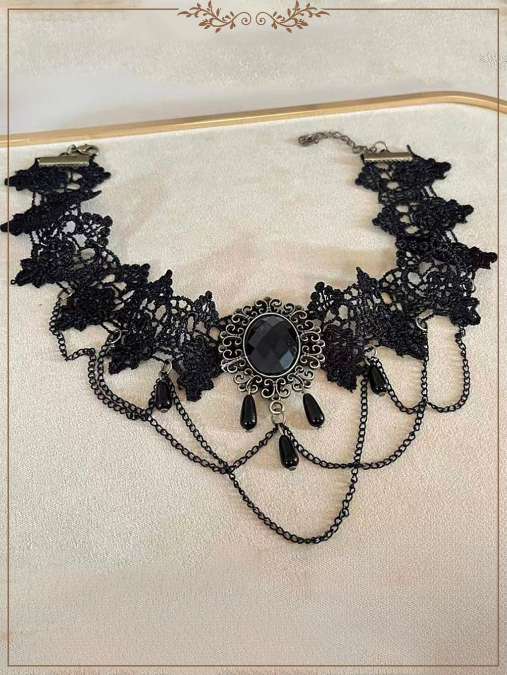 Dark Gothic Vintage Lolita Lace Necklace Black Chain Choke Halloween