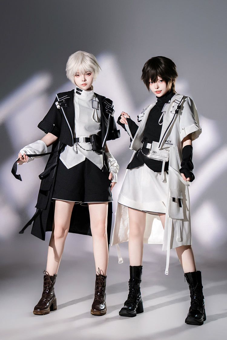 White Functional Style Stand Collar Short Sleeves Ouji Fashion Prince Handsome Lolita Blouse
