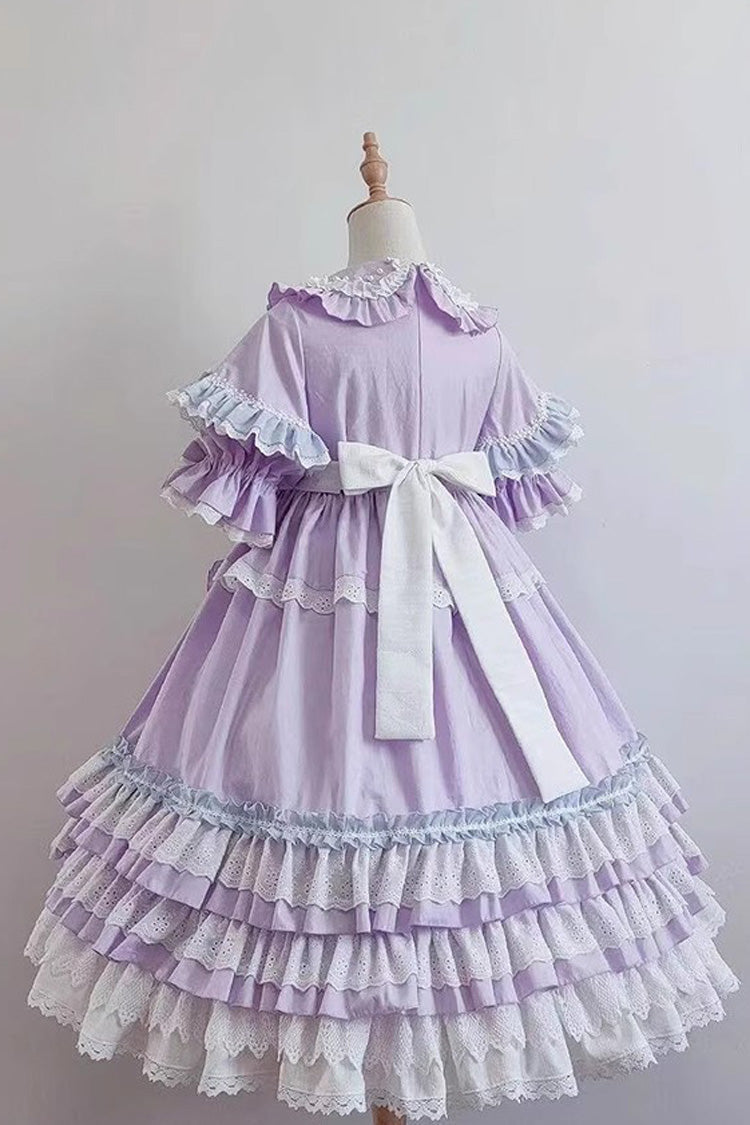 Purple Star Sugar Short Sleeves Multi-layer Ruffle Bowknot Sweet Lolita Dress
