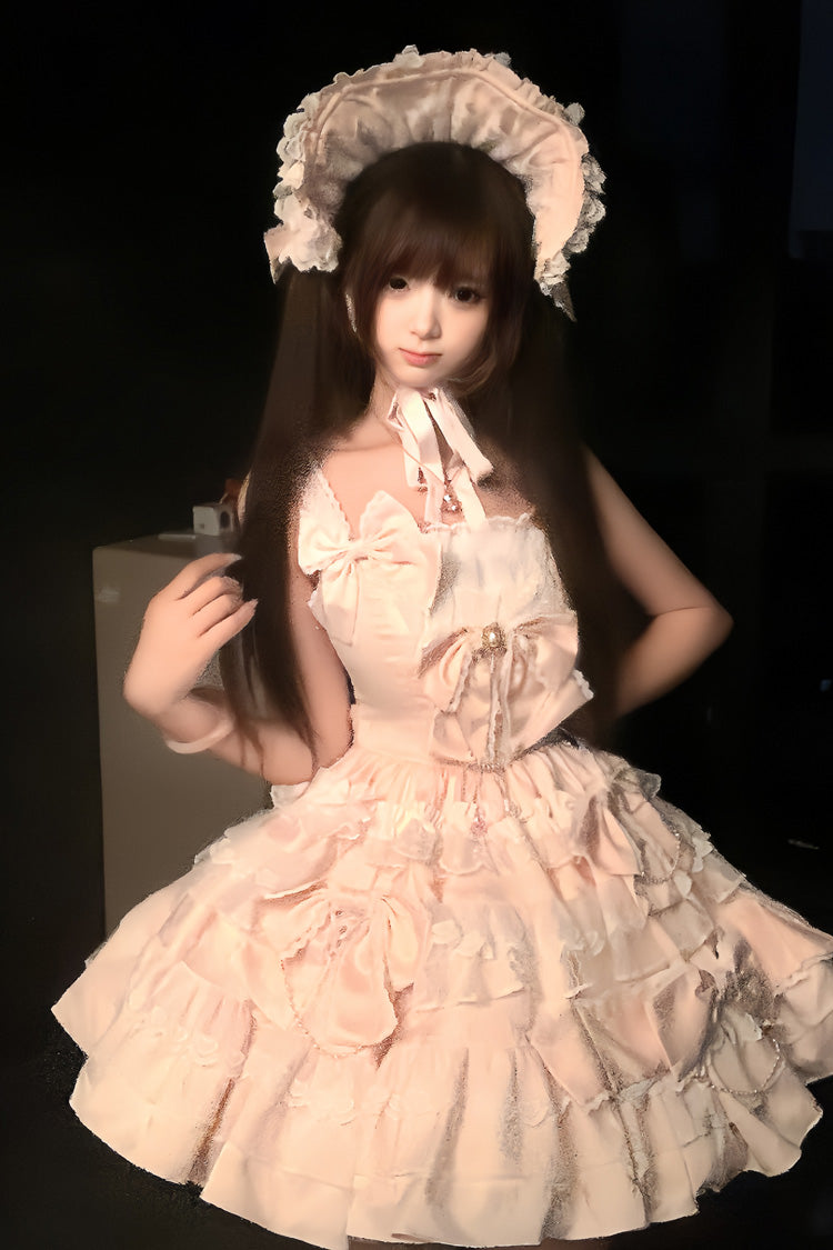 Pink Sweetheart Doll Multi-Layered Ruffle Bowknot Lace Sweet Princess Gorgeous Lolita Jsk Dress