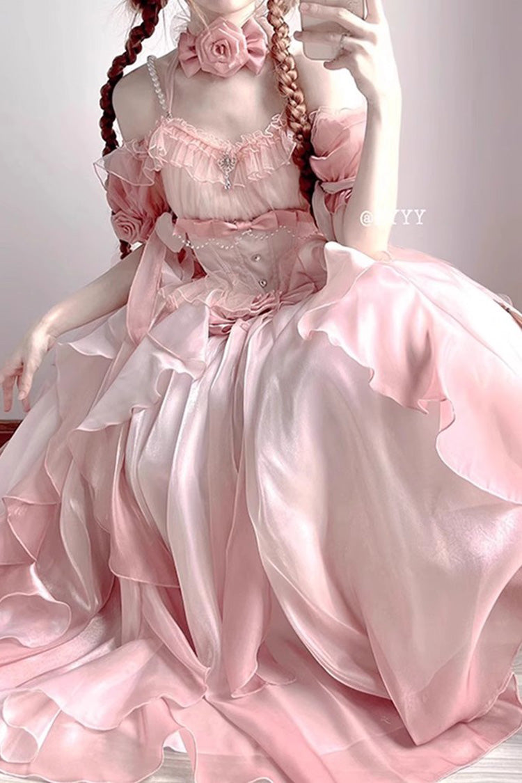 Pink Bowknot Irregular Sweet Princess Lolita Jsk Dress