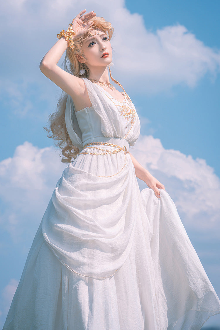 White Ragnarok Sleeveless Embroidery Sweet Elegant Lolita Jsk Dress