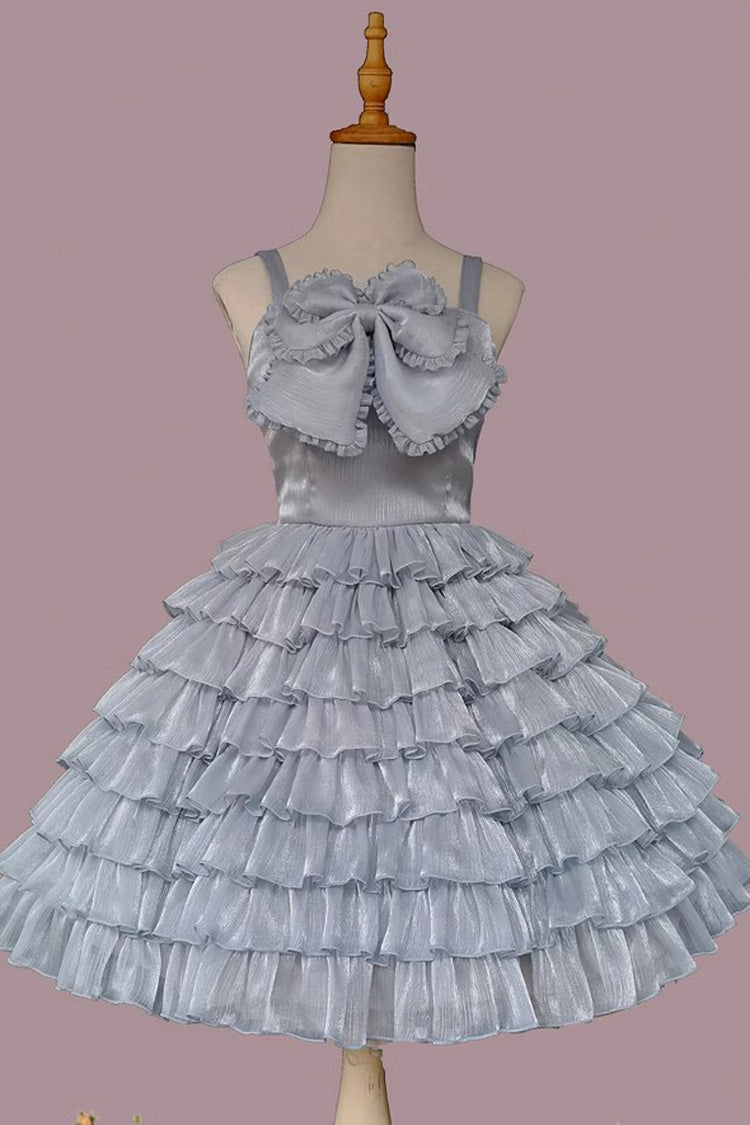 Multi-layer Plaid Print Ruffle Bowknot Sweet Lolita Tiered Dress 3 Colors