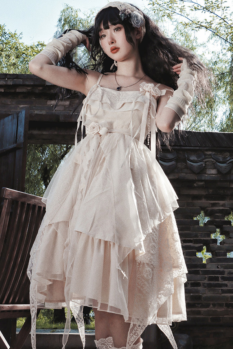 Champagne Ruffle Bowknot Sweet Elegant Princess Lolita Jsk Dress