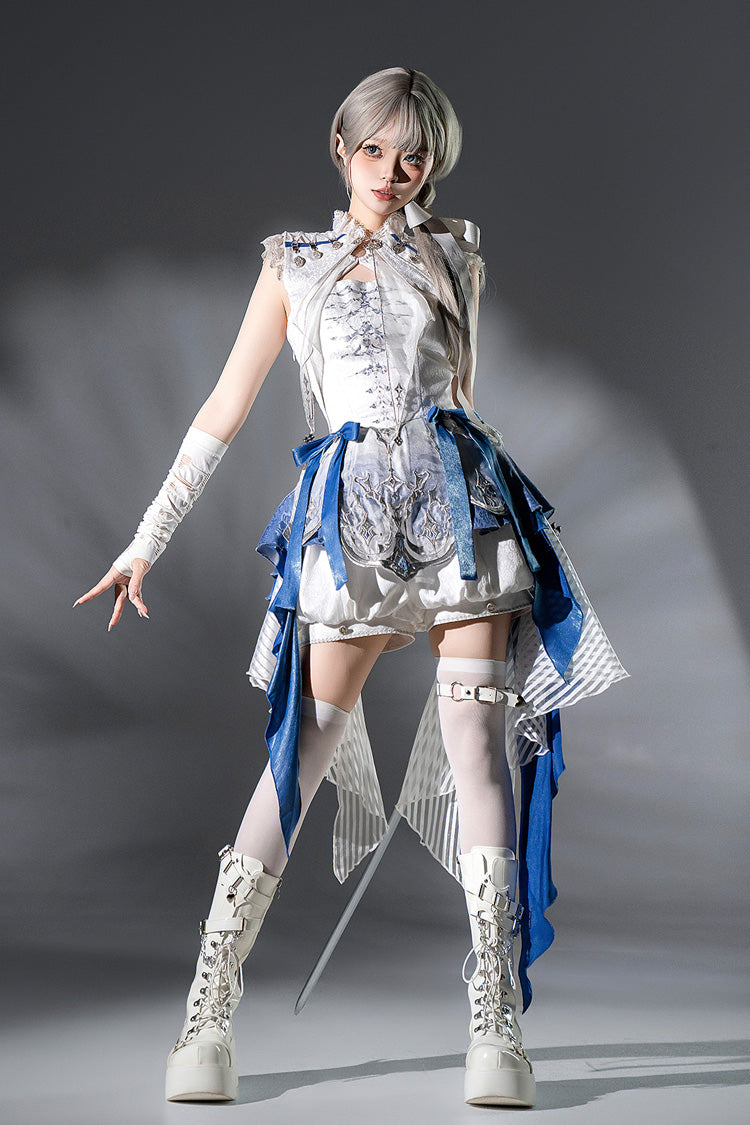 White Dragon Bones Chinese Style Prince Handsome Ouji Lolita Shorts