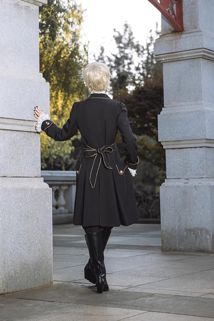 Prince Retro Immortal Black and White Rose Single Breasted Ouji Fashion Lolita Coat