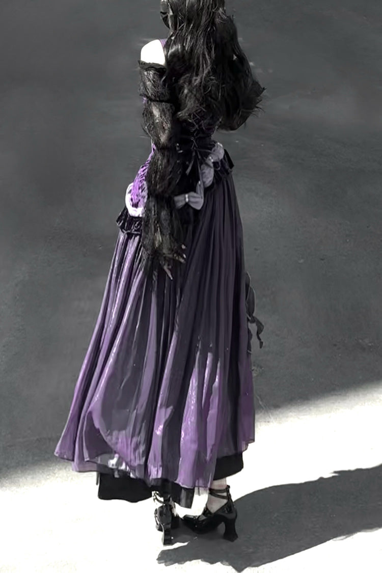 Purple Madame Butterfly Ruffle Bowknot Lace Sweet Elegant Gorgeous Lolita Jsk Dress