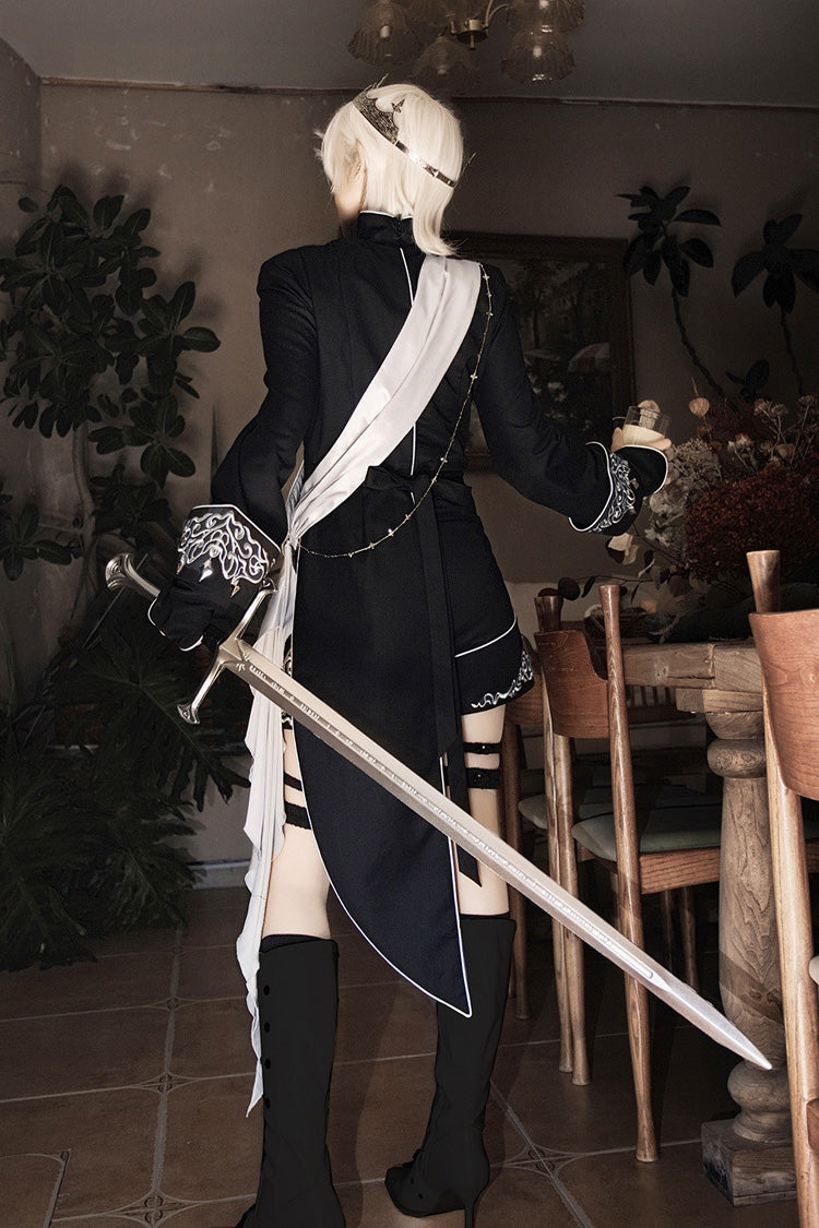 Black Sword of Oath Long Sleeves Embroidered Gothic Vintage Knight Prince Ouji Lolita Set