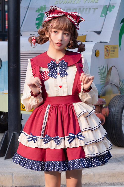 Red Multi-Layer Ruffled High Waist Sweet Lolita JSK Dress