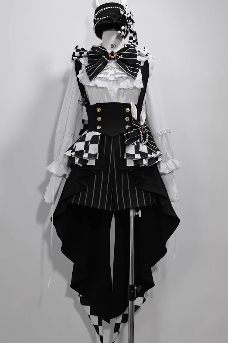 Black/White Rabbit Theater Checkerboard Print Ouji Lolita Girdle