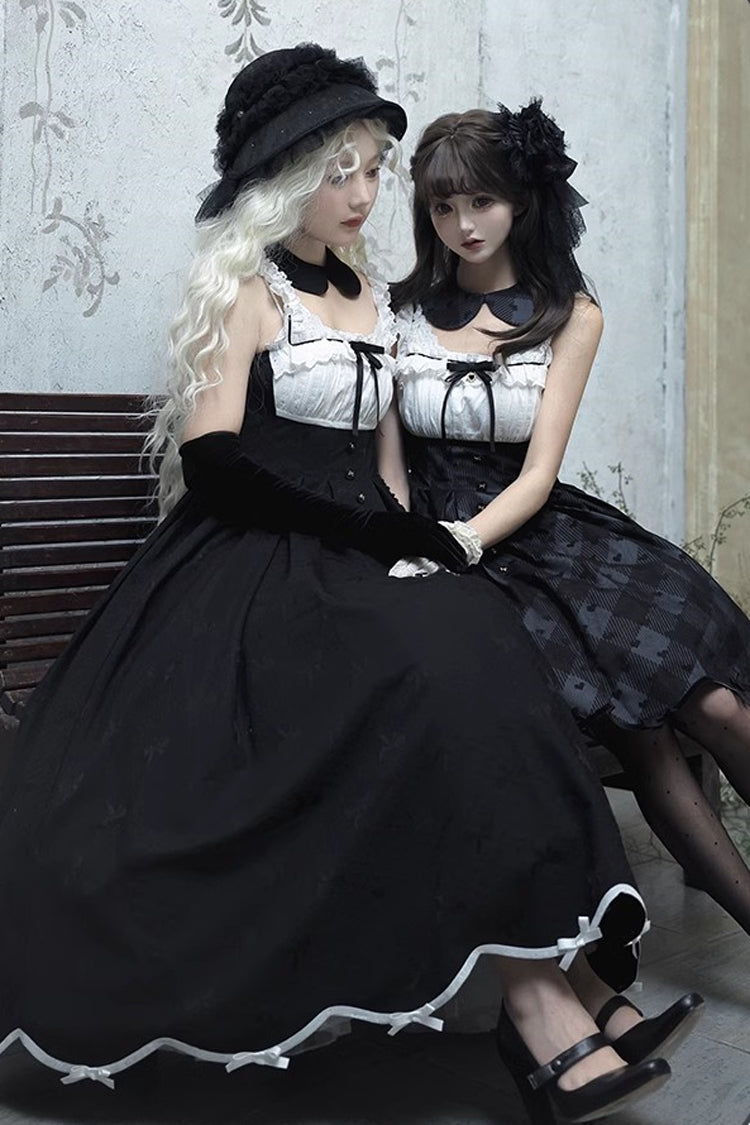 Black Swan Short Sleeves Plaid Print Sweet Elegant Princess Lolita Dress Short Version