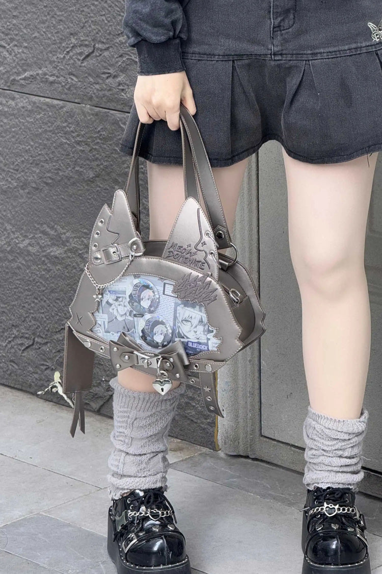 Domineering Cat Cat Ears Print Bowknot Gothic Lolita Crossbody Bag 9 Colors