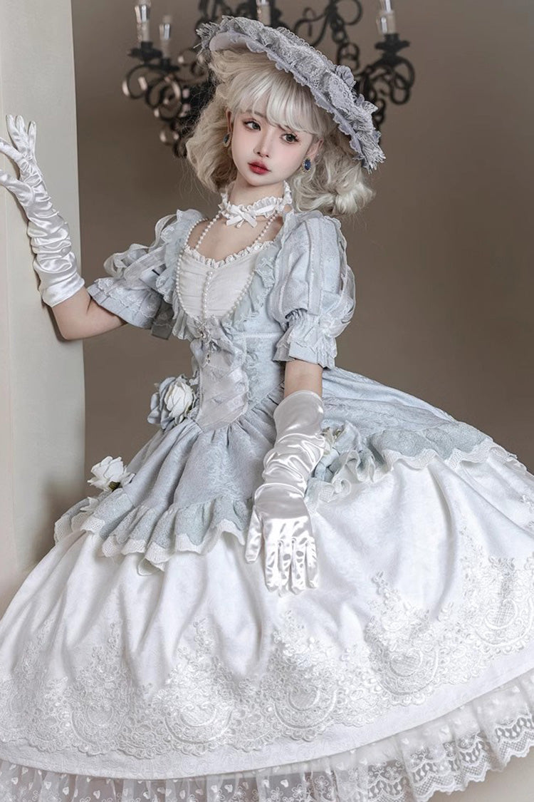 Solid Color Fairytale Dance Embroidery Bowknot Lace Sweet Elegant Princess Lolita Dress