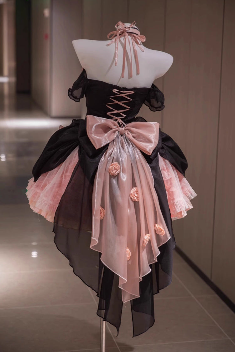 Black/Pink Multi-layer Hanayome Bowknot Fishbone Elegant Princess Sweet Lolita Jsk Dress