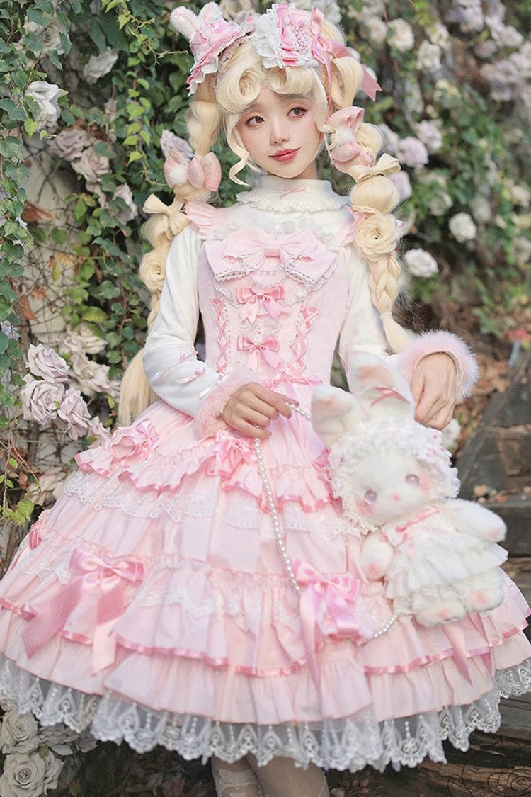 Love Notebook Sleeveless Multi-Layered Ruffle Bowknot Lace Sweet Lolita Jsk Dress 5 Colors