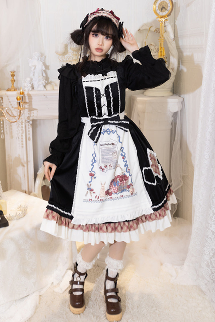 Black Little Red Riding Hood Ruffle Bowknot Sweet Lolita Jsk Dress
