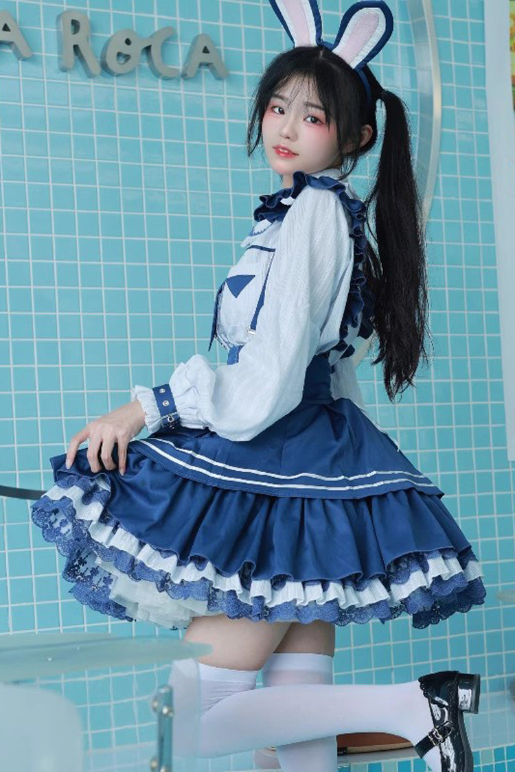 Officer Rabbit Multi-layer Ruffle Sweet Lolita Strap Dress 4 Colors