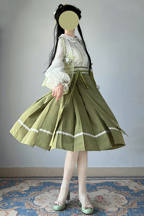 Green 2022 New Chinese Style Han Element Sweet Lolita Dress Full Set