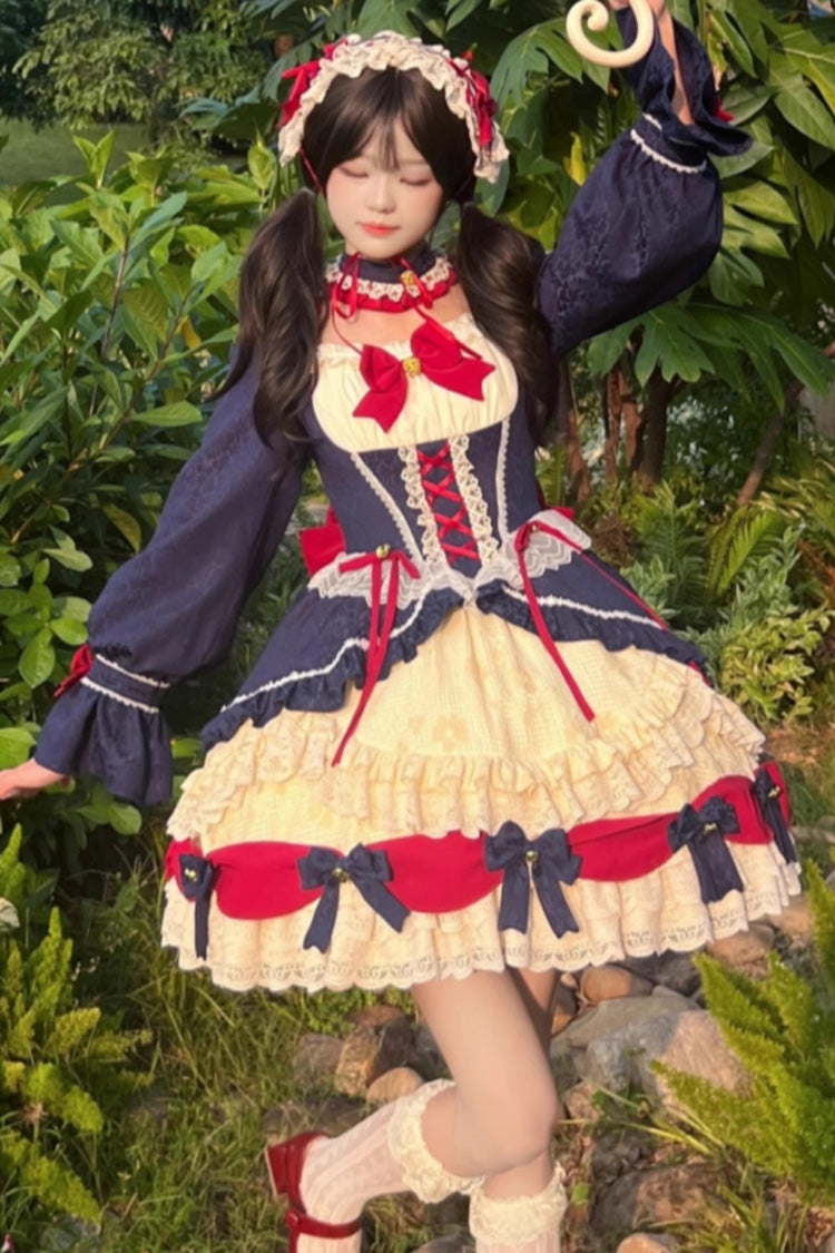 White/Blue Snow White Love Song Ruffle Cardigan Bowknot Short Sweet Lolita Dress