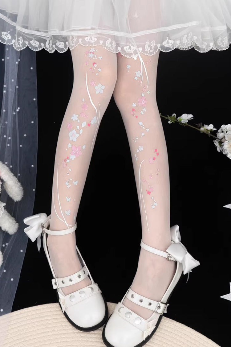 Peach Blossom Fragrance Printed Sweet Chinese Style Gorgeous Lolita Tights 4 Colors