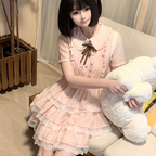 Sweet Lolita Doll Collar Pink Small Fly Sleeve Lace Edge Cake Princess Light Lolita Dress