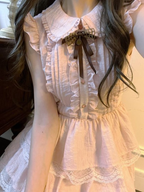 Sweet Lolita Doll Collar Pink Small Fly Sleeve Lace Edge Cake Princess Light Lolita Dress