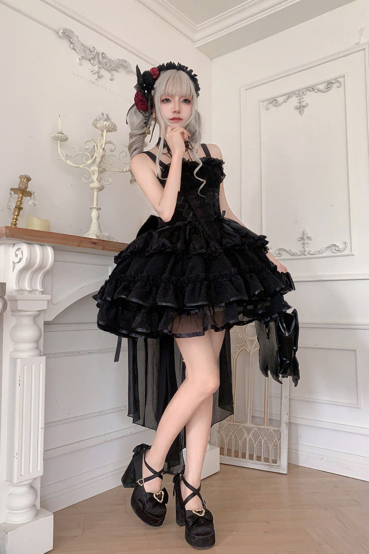 Dance of Time Triple-Layered Ballet Style Bowknot Lace-Up Gothic Lolita Jsk Dress 2 Colors