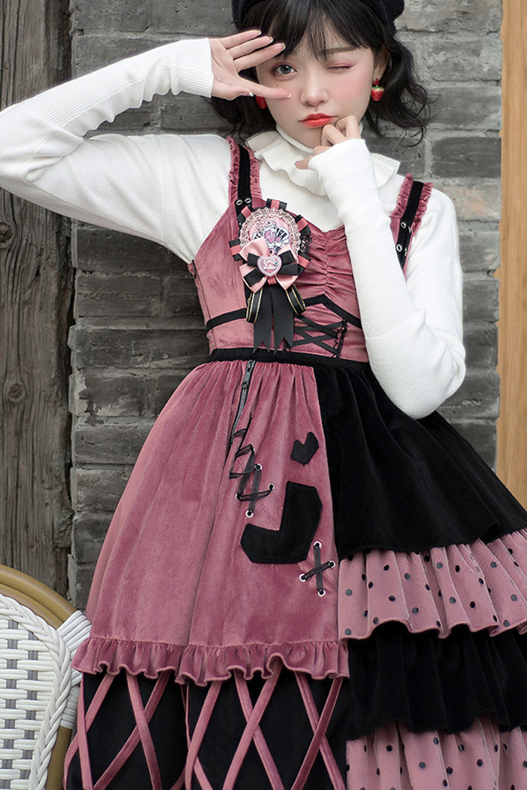 Red/Black Ruffle Stitching Vintage Sweet Lolita Dress
